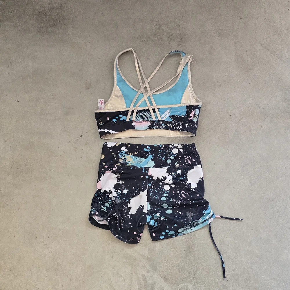 Justice | Black and Blue Sports Bra eith matching short size XL (16/18)